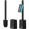 MR.SIGA Toilet Brush and Holder Set, Wall Mounted Toilet Bowl Brush, Compact Toilet Scrub Brush with Holder for Bathroom, White, 2 Pack(Black)