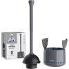 MR.SIGA Toilet Plunger with Holder, Heavy Duty Toilet Plunger and Holder Combo for Bathroom Cleaning, Black(Gray)