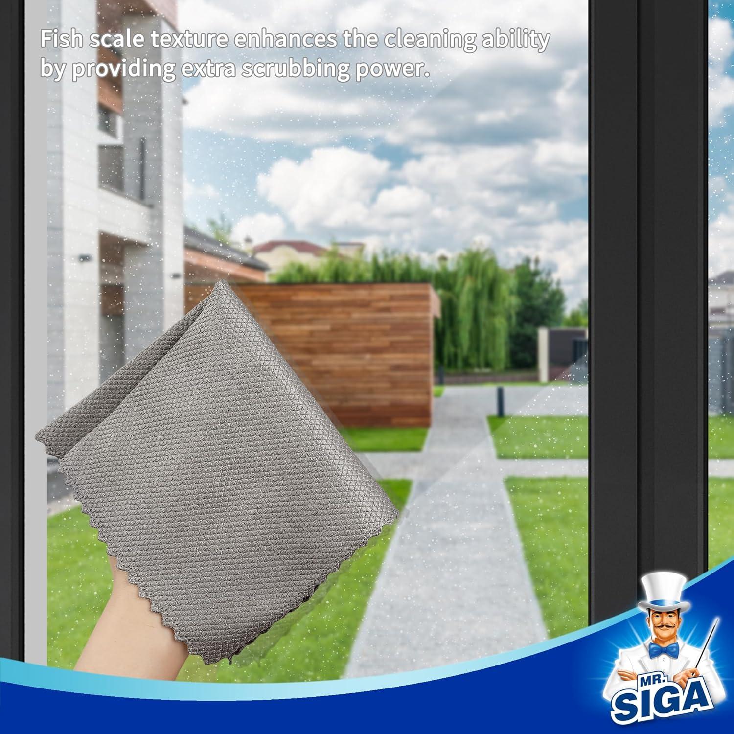 imageMRSIGA Fish Scale Pattern Cleaning Cloths Reusable Microfiber Cleaning Cloths Lint Free Microfiber Kitchen Towels for Polishing 10 Pack 126 x 126 inch