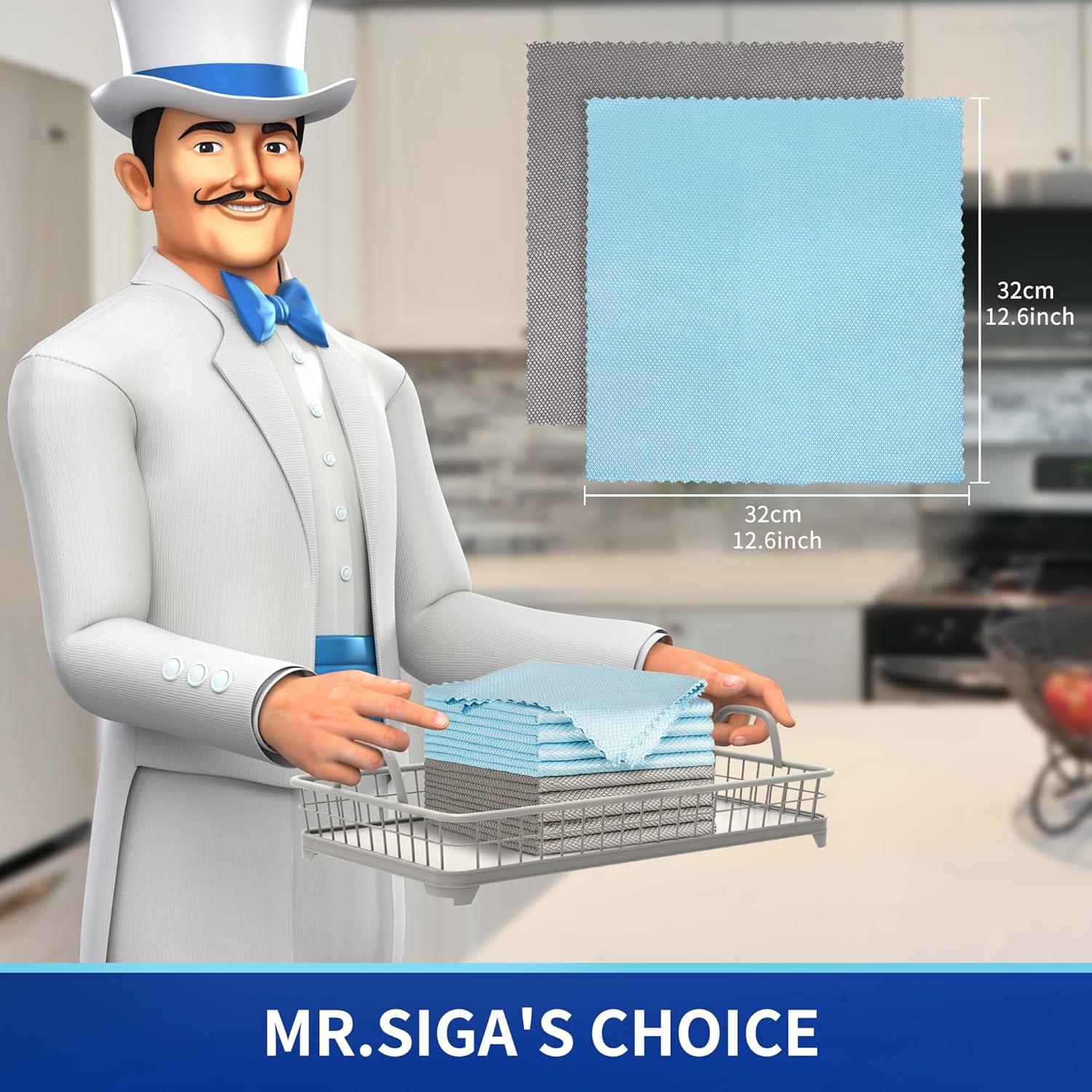 imageMRSIGA Fish Scale Pattern Cleaning Cloths Reusable Microfiber Cleaning Cloths Lint Free Microfiber Kitchen Towels for Polishing 10 Pack 126 x 126 inch