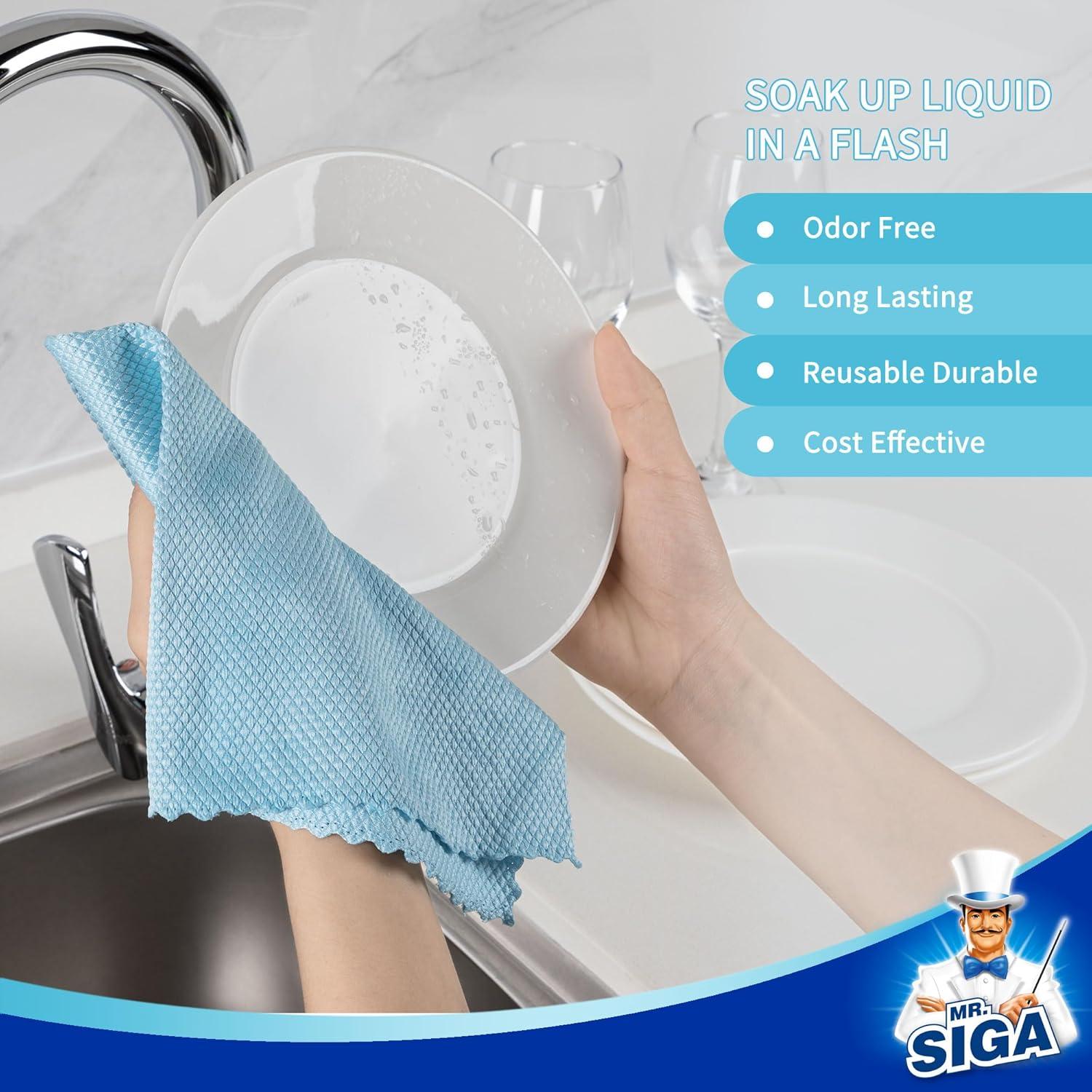 imageMRSIGA Fish Scale Pattern Cleaning Cloths Reusable Microfiber Cleaning Cloths Lint Free Microfiber Kitchen Towels for Polishing 10 Pack 126 x 126 inch
