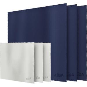 MR.SIGA Premium Microfiber Cleaning Cloths for Lens, Eyeglasses, TV Screens, Tablets and Silver Porcelain Polishing, 3 Pack in Navy with 16 x 16 inch, 3 Pack in Gray with 6 x 7 inch