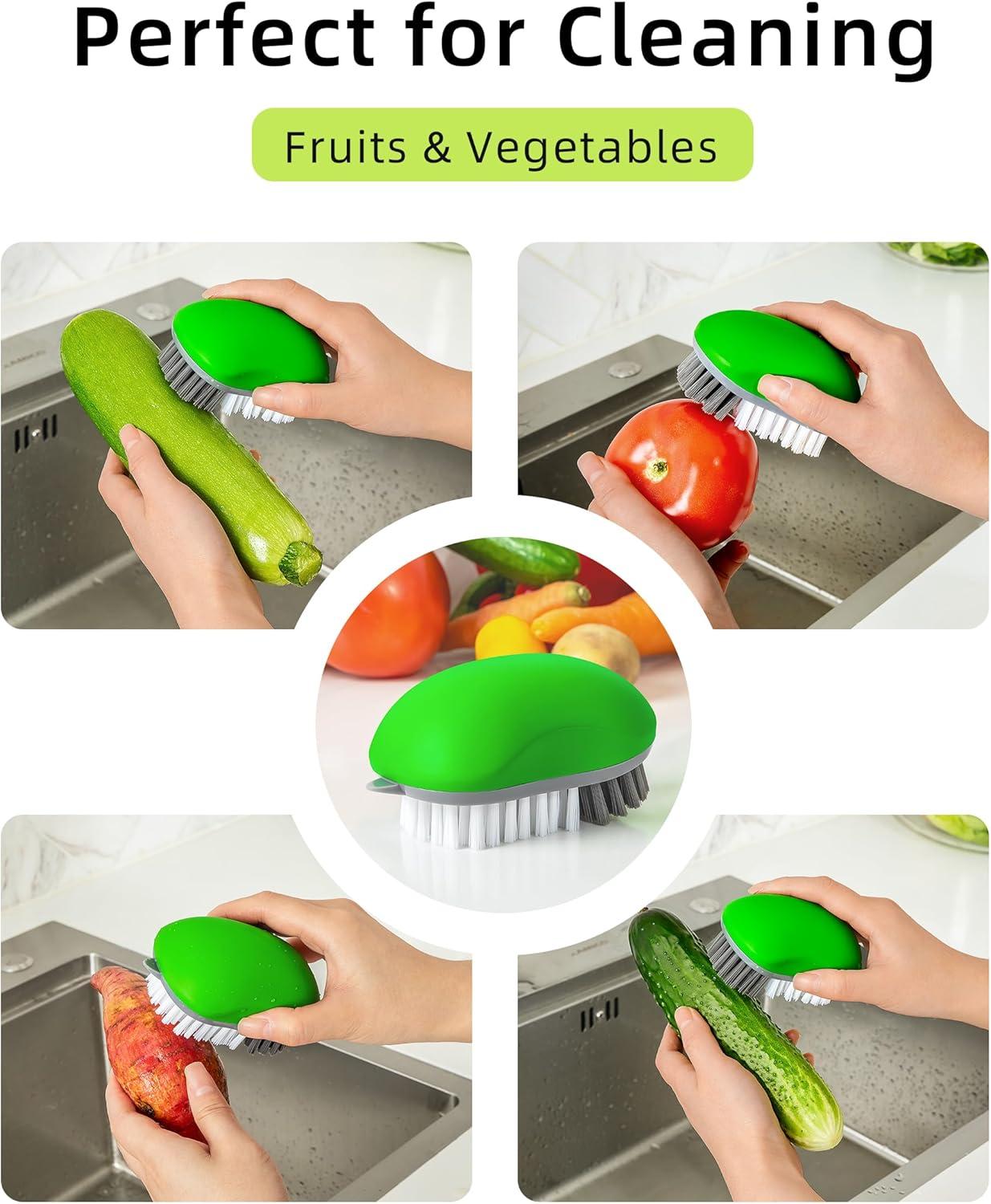 image:imageMRSIGA Fruit and Vegetable Cleaning Brush with Non Slip Comfortable Grip Pack of 2 GreenGreen