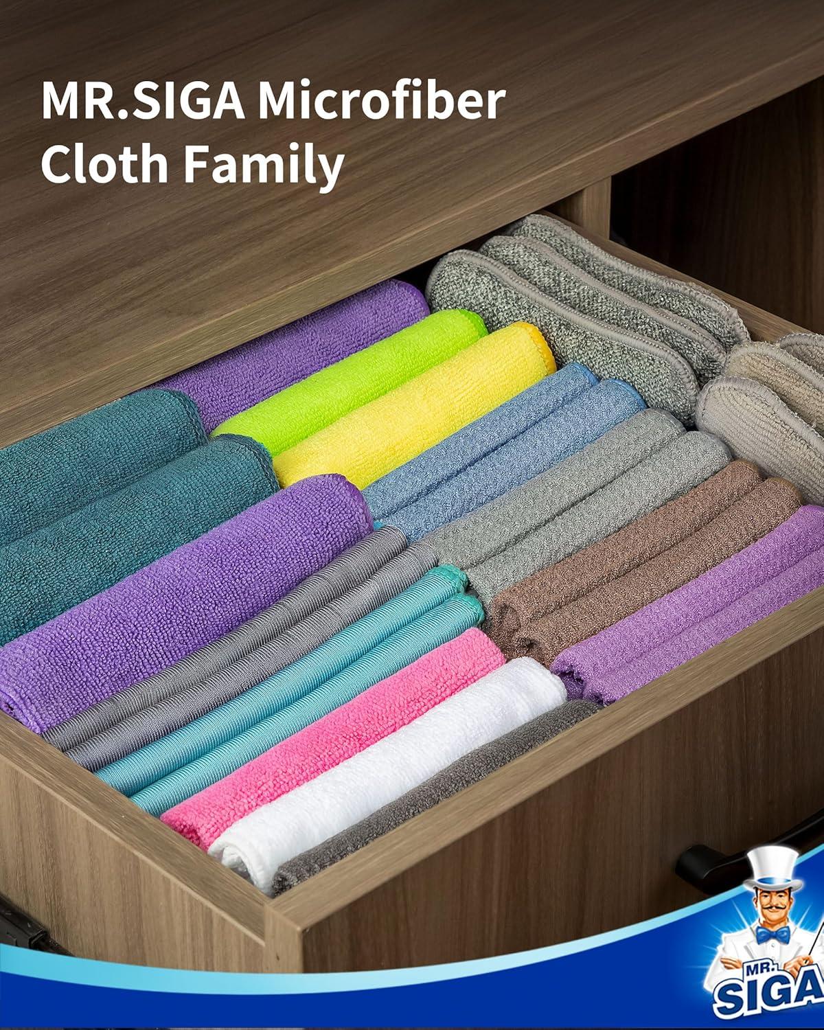 image:imageMRSIGA Waffle Pattern Cleaning Cloths Reusable Absorbent Microfiber Cleaning Cloths Lint Free Microfiber Kitchen Towels 6 Pack Grayish Blue 118 x 118 inch