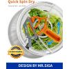 MR.SIGA Large Salad Spinner, Fruit Washing Bowl with Strainer, Salad Dryer for Washing, Spinning, and Draining Greens, Fruits, and Vegetables, 6.87 Quart Capacity