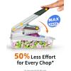 MR.SIGA Vegetable Chopper with Container, 2 in 1 Manual Hand Food Chopper with 2 Stainless Steel Chopping Blades for Potato Strips, Onion Cubers, Carrot Sticks, White & Black