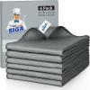 MR.SIGA Ultra Fine Microfiber Glass Cleaning Cloths, Lint Free, Streak Free Cleaning Rags, for Glass, Mirror, Window, Pack of 6, Gray, Size 34 x 39 cm (13.3″ x 15.3″)
