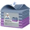 MR.SIGA Waffle Pattern Cleaning Cloths, Reusable Absorbent Microfiber Cleaning Cloths, Lint Free Microfiber Kitchen Towels, 6 Pack, Grayish Blue, 11.8 x 11.8 inch